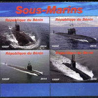Benin 2014 Submarines perf sheetlet containing 4 values unmounted mint. Note this item is privately produced and is offered purely on its thematic appeal