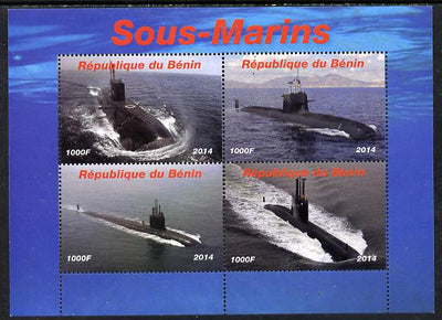 Benin 2014 Submarines perf sheetlet containing 4 values unmounted mint. Note this item is privately produced and is offered purely on its thematic appeal