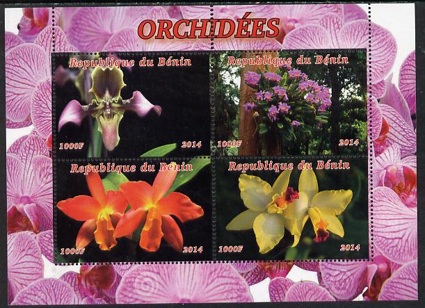 Benin 2014 Orchids perf sheetlet containing 4 values unmounted mint. Note this item is privately produced and is offered purely on its thematic appeal, it has no postal validity