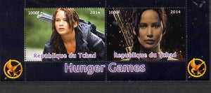 Chad 2014 Hunger Games #1 perf sheetlet containing 2 values unmounted mint. Note this item is privately produced and is offered purely on its thematic appeal. .