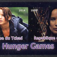 Chad 2014 Hunger Games #1 imperf sheetlet containing 2 values unmounted mint. Note this item is privately produced and is offered purely on its thematic appeal. .