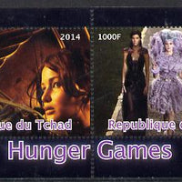 Chad 2014 Hunger Games #3 perf sheetlet containing 2 values unmounted mint. Note this item is privately produced and is offered purely on its thematic appeal. .