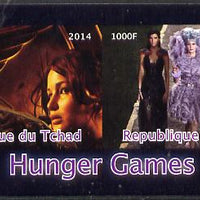 Chad 2014 Hunger Games #3 imperf sheetlet containing 2 values unmounted mint. Note this item is privately produced and is offered purely on its thematic appeal. .