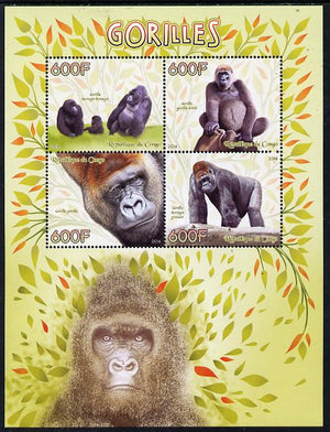 Congo 2014 Gorillals perf sheetlet containing 4 values unmounted mint