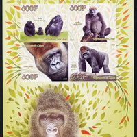 Congo 2014 Gorillals imperf sheetlet containing 4 values unmounted mint