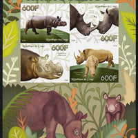 Congo 2014 Rhinos imperf sheetlet containing 4 values unmounted mint
