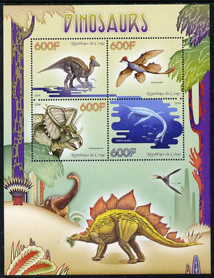 Congo 2014 Dinosaurs perf sheetlet containing 4 values unmounted mint