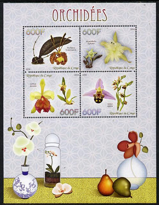 Congo 2014 Orchids perf sheetlet containing 4 values unmounted mint
