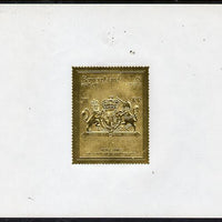 Bernera 1982 Royal Arms £8 William III & Mary II embossed in 22k gold foil self-adhesive proof unmounted mint