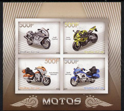 Congo 2015 Motor Cycles imperf sheetlet containing set of 4 values unmounted mint