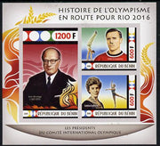Benin 2015 Olympic History on Route to Rio 2016 #1 imperf sheetlet containing 3 values unmounted mint