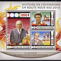 Benin 2015 Olympic History on Route to Rio 2016 #2 perf sheetlet containing 3 values unmounted mint