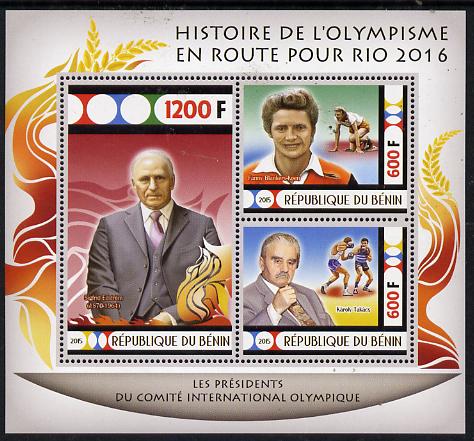 Benin 2015 Olympic History on Route to Rio 2016 #2 perf sheetlet containing 3 values unmounted mint