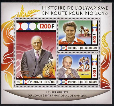 Benin 2015 Olympic History on Route to Rio 2016 #2 perf sheetlet containing 3 values unmounted mint