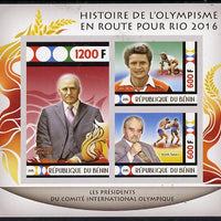 Benin 2015 Olympic History on Route to Rio 2016 #2 imperf sheetlet containing 3 values unmounted mint