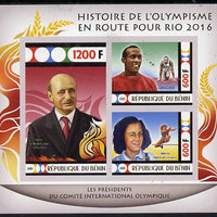 Benin 2015 Olympic History on Route to Rio 2016 #3 imperf sheetlet containing 3 values unmounted mint