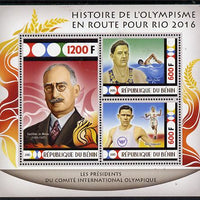Benin 2015 Olympic History on Route to Rio 2016 #4 perf sheetlet containing 3 values unmounted mint