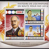 Benin 2015 Olympic History on Route to Rio 2016 #4 imperf sheetlet containing 3 values unmounted mint