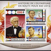 Benin 2015 Olympic History on Route to Rio 2016 #5 imperf sheetlet containing 3 values unmounted mint