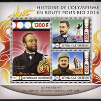 Benin 2015 Olympic History on Route to Rio 2016 #6 perf sheetlet containing 3 values unmounted mint