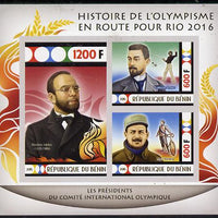 Benin 2015 Olympic History on Route to Rio 2016 #6 imperf sheetlet containing 3 values unmounted mint