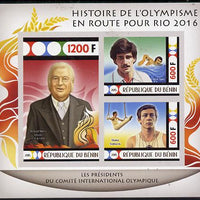 Benin 2015 Olympic History on Route to Rio 2016 #7 imperf sheetlet containing 3 values unmounted mint