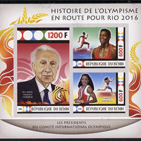 Benin 2015 Olympic History on Route to Rio 2016 #8 imperf sheetlet containing 3 values unmounted mint
