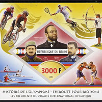 Benin 2015 Olympic History on Route to Rio 2016 #2 imperf deluxe sheet containing one diamond shaped value unmounted mint