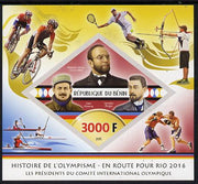 Benin 2015 Olympic History on Route to Rio 2016 #2 imperf deluxe sheet containing one diamond shaped value unmounted mint
