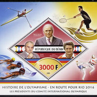 Benin 2015 Olympic History on Route to Rio 2016 #6 perf deluxe sheet containing one diamond shaped value unmounted mint