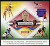 Benin 2015 Olympic History on Route to Rio 2016 #8 imperf deluxe sheet containing one diamond shaped value unmounted mint