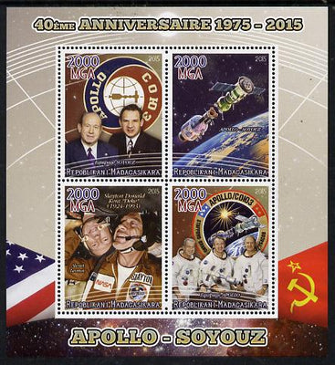 Madagascar 2015 40th Anniversary of Apollo-Soyuz Link-up perf sheetlet containing 4 values unmounted mint