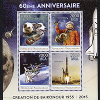 Madagascar 2015 60th Anniversary of Space Exploration perf sheetlet containing 4 values unmounted mint