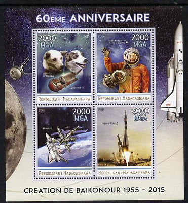 Madagascar 2015 60th Anniversary of Space Exploration perf sheetlet containing 4 values unmounted mint
