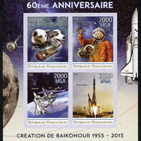 Madagascar 2015 60th Anniversary of Space Exploration imperf sheetlet containing 4 values unmounted mint