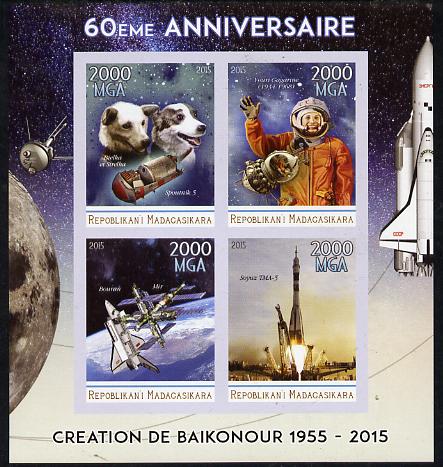 Madagascar 2015 60th Anniversary of Space Exploration imperf sheetlet containing 4 values unmounted mint