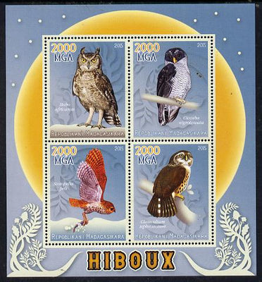 Madagascar 2015 Owls perf sheetlet containing 4 values unmounted mint