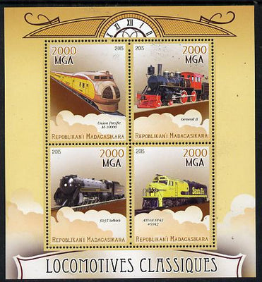 Madagascar 2015 Classic Locomotives perf sheetlet containing 4 values unmounted mint