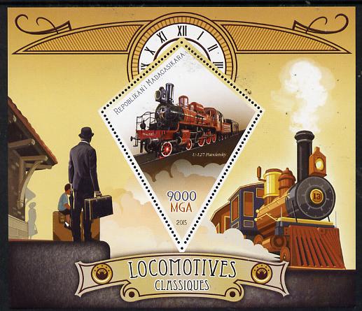Madagascar 2015 Classic Locomotives perf deluxe sheet containing one diamond shaped value unmounted mint