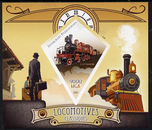 Madagascar 2015 Classic Locomotives imperf deluxe sheet containing one diamond shaped value unmounted mint