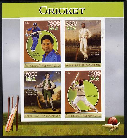 Madagascar 2015 Cricket imperf sheetlet containing 4 values unmounted mint