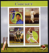 Madagascar 2015 Cricket imperf sheetlet containing 4 values unmounted mint
