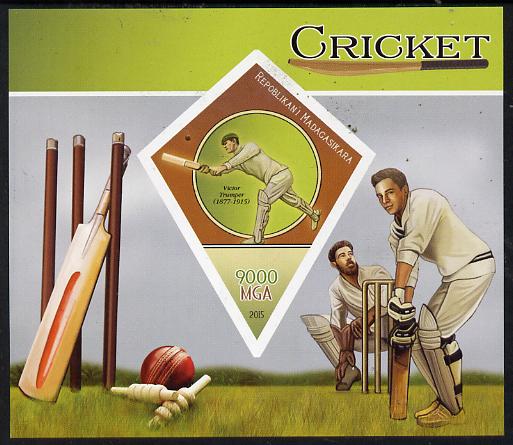 Madagascar 2015 Cricket imperf deluxe sheet containing one diamond shaped value unmounted mint