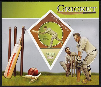 Madagascar 2015 Cricket imperf deluxe sheet containing one diamond shaped value unmounted mint