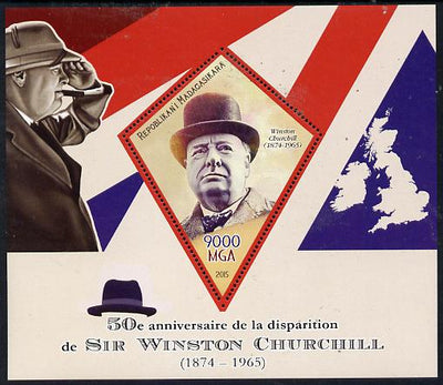 Madagascar 2015 50th Death Anniversary of Winston Churchill perf deluxe sheet containing one diamond shaped value unmounted mint