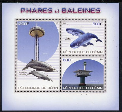 Benin 2015 Lighthouses & Whales perf sheet containing 3 values unmounted mint