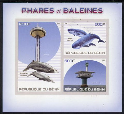 Benin 2015 Lighthouses & Whales imperf sheet containing 3 values unmounted mint