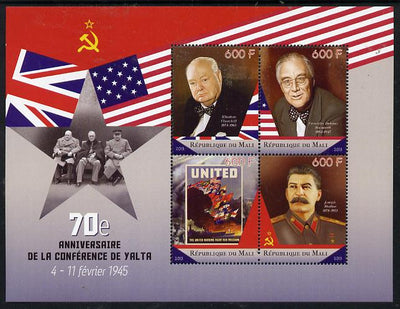 Mali 2015 70th Anniversary of Yalta Conference perf sheetlet containing set of 4 unmounted mint