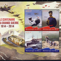 Mali 2015 Centenary of start of First World War perf sheetlet containing set of 4 unmounted mint