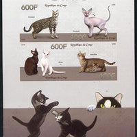Congo 2015 Cats imperf sheetlet containing set of 4 unmounted mint